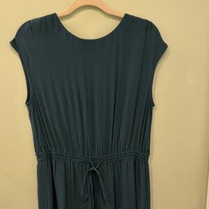Women's Teal Drawstring Waist Sleeveless Dress